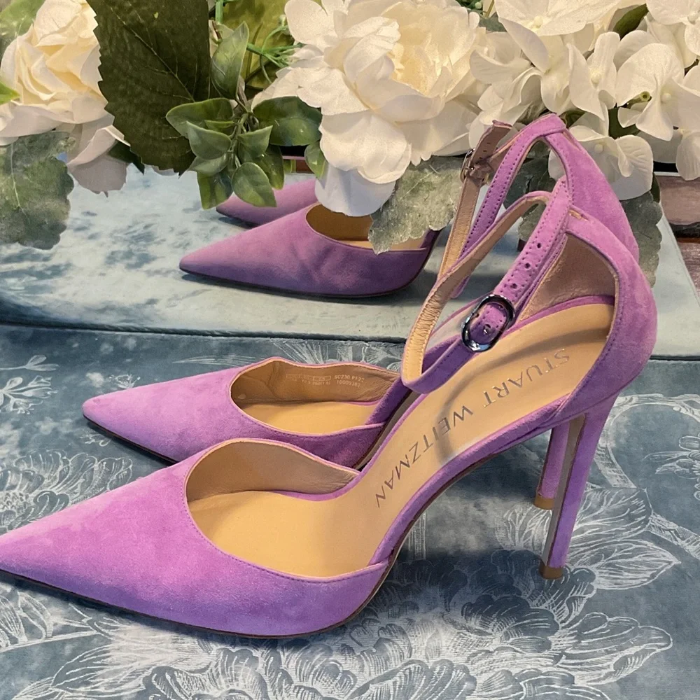 Stuart Weitzman Lavender Ankle Strap Heels - Picture 5 of 10
